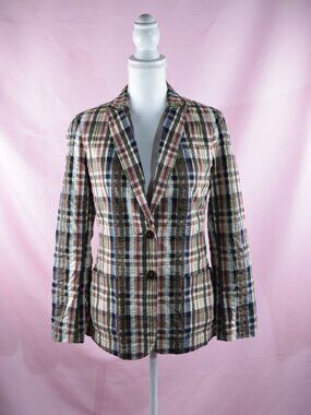LL Bean Women’s Plaid Cotton Blazer Jacket Preppy Academia Style | Size 4